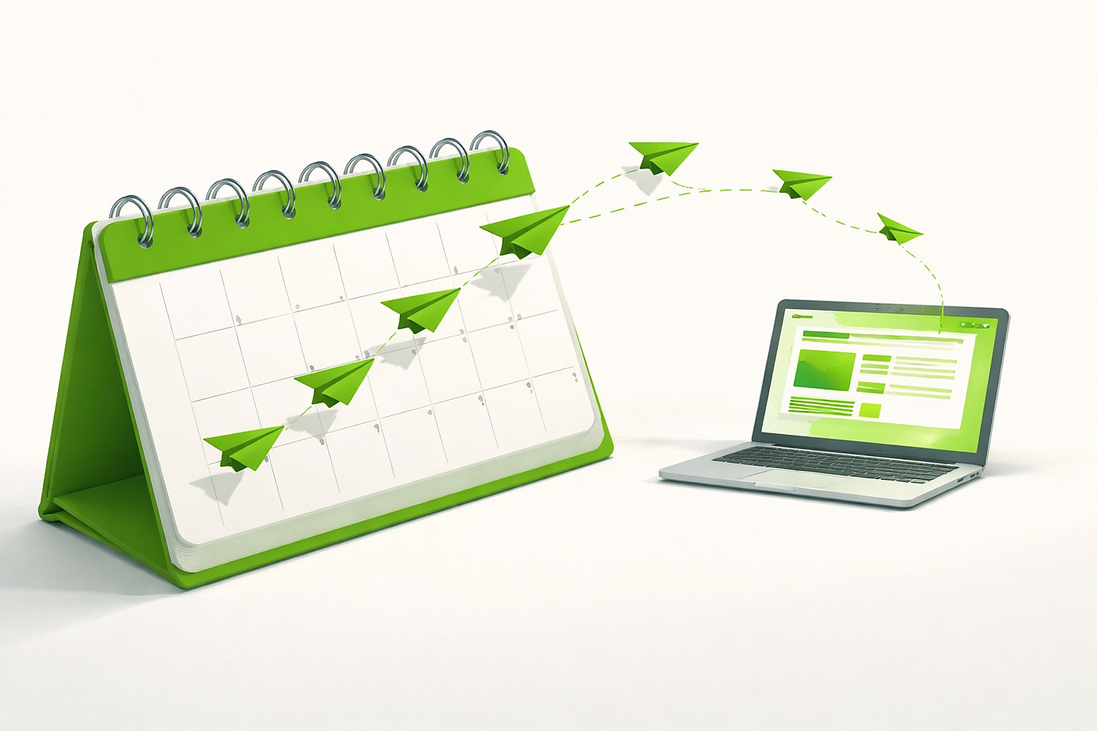 A steady rhythm of articles being published over a calendar