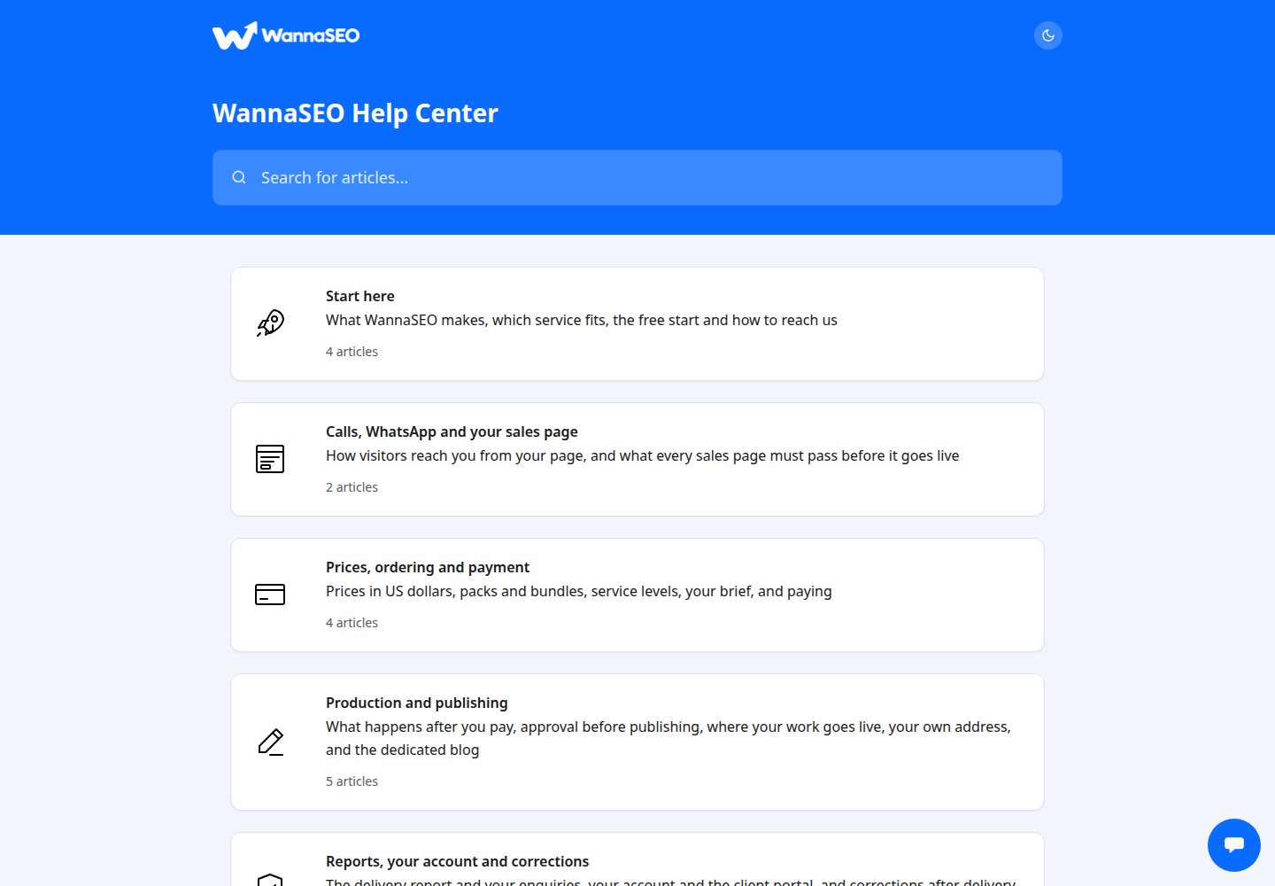 The WannaSEO help center