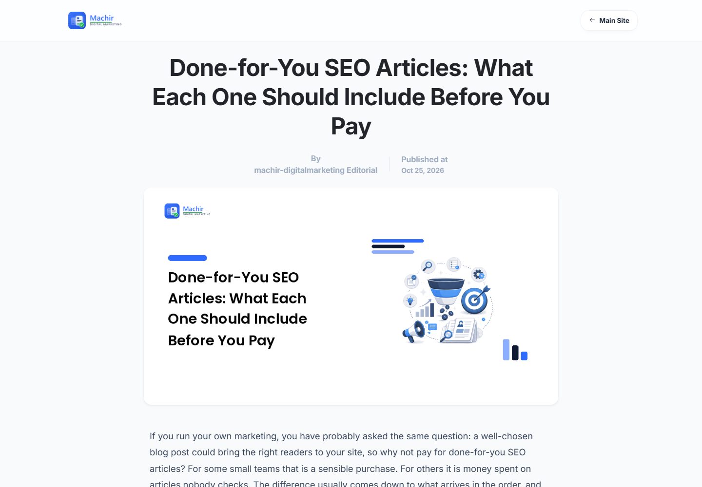 One of the SEO articles from the sample order