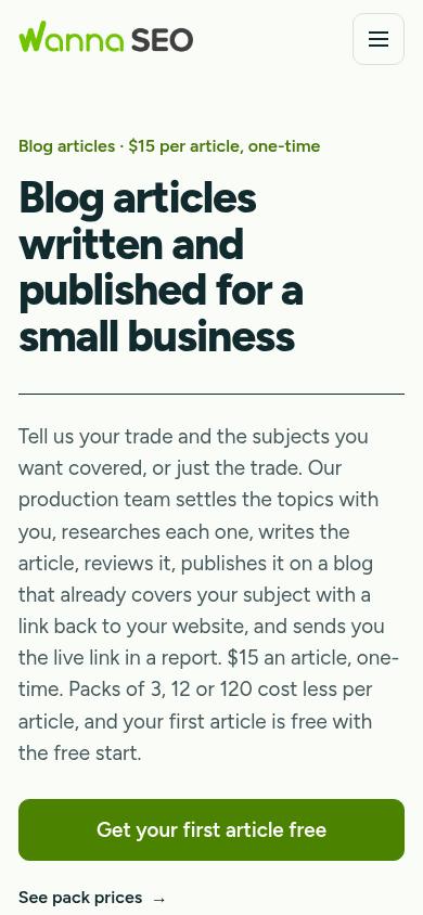 Blog articles for a small business