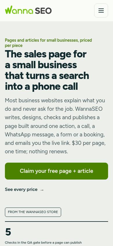 A page that gets phone calls